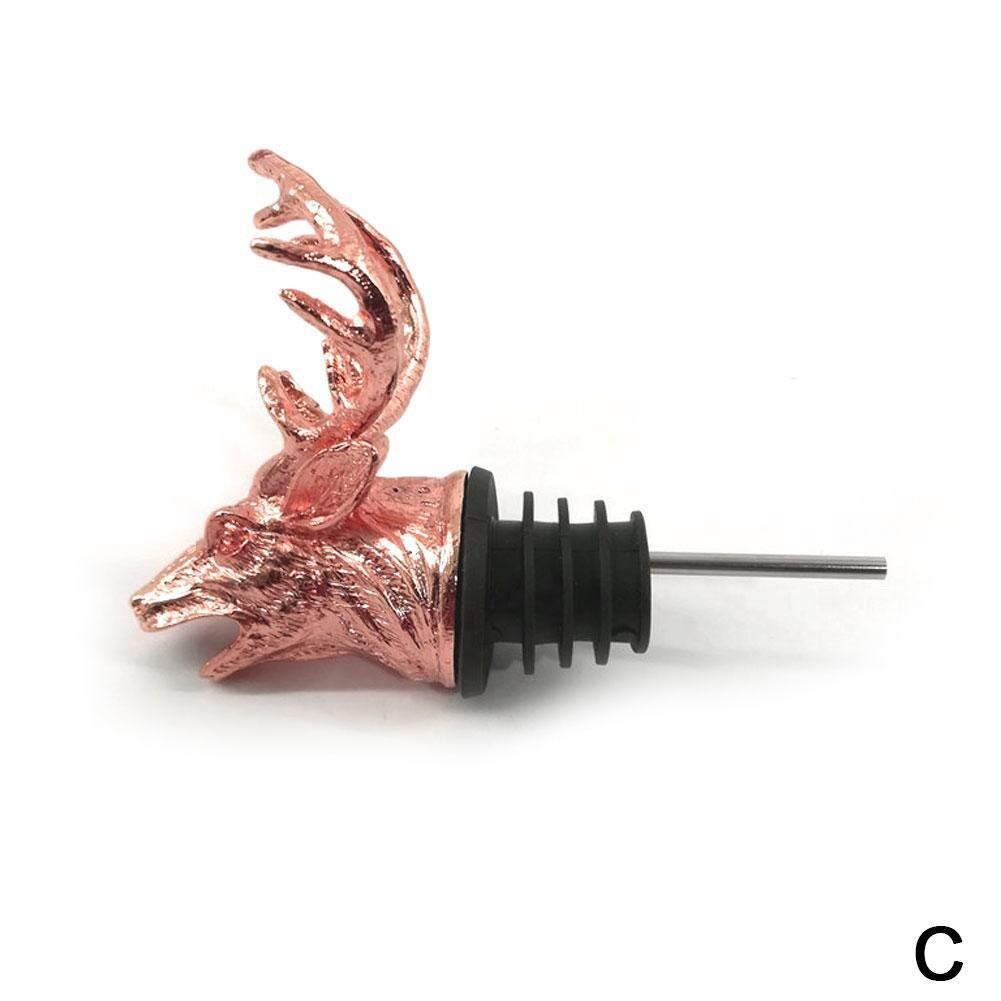Rvs Herten Stag Hoofd Wijn Schenker Doos Wijn Beluchters Gereedschap Fles Unieke Stoppers Bar Wijn Met 4 Kleuren e2K2: Rose Gold