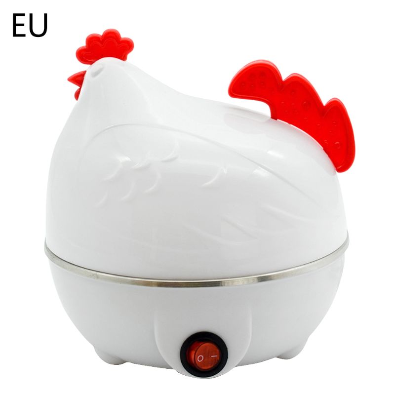 1 sett 7 egg kapasitet elektrisk egg komfyr til hardkokte egg med automatisk avslåing: Eu støpsel hvit