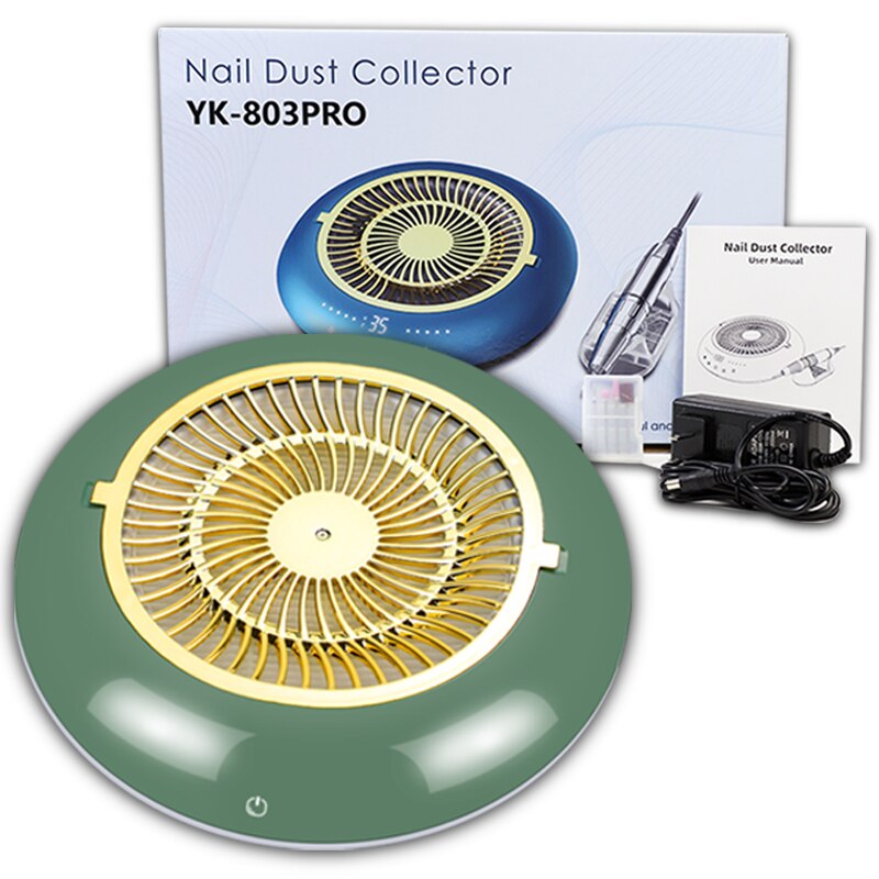 Nowy 2w1 35000 obr/min wiertarka robić paznokci maszyna z silne ssanie odpylacz robić paznokci niski poziom hałasu robić paznokci odkurzacz maszyna robić manicure: zielony / AU