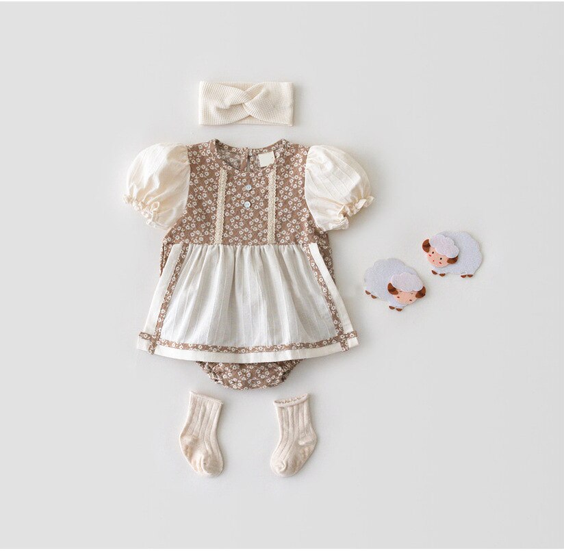 Babykleding landelijke bloemen pasgeboren baby meisjeskleding zomer baby romper jurk peuter romper kleding baby jumpsuit zonnepak