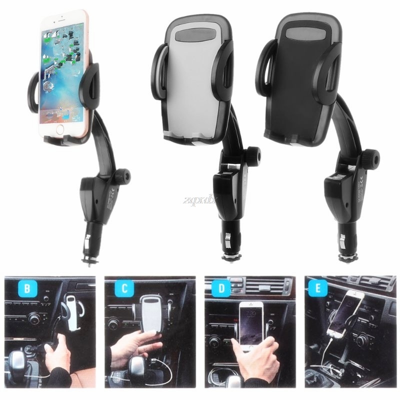 3 in 1 Supporto da Auto Accendisigari Caricatore Del Telefono Dual USB di Ricarica Regolabile A 180 Gradi Angolo di Rotazione MP5 GPS Culla whosale