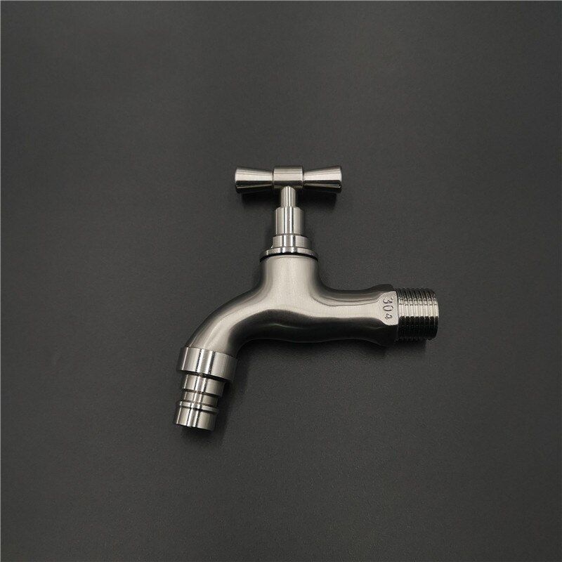 304 Stainless Steel Garden Faucet Wall Mounted Brushed Outdoor Bibcock Garden Wash Basin Mop Faucet Torneira Parede G1/2': A
