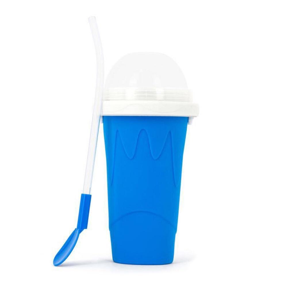 Fast Cooling Milkshake Slushie Cup Double Layer Quick-frozen Smoothies Cup DIY Homemade Freezes Drinks Silicone Cups With Lid: blue