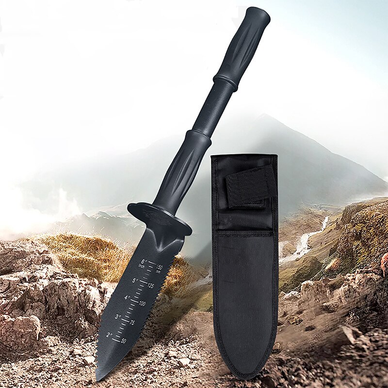 Multifunctional Alloy Steel Garden Sawtooth Shovel with Sheath for Digging Soil Detachable Handle Shovel Knife Tools
