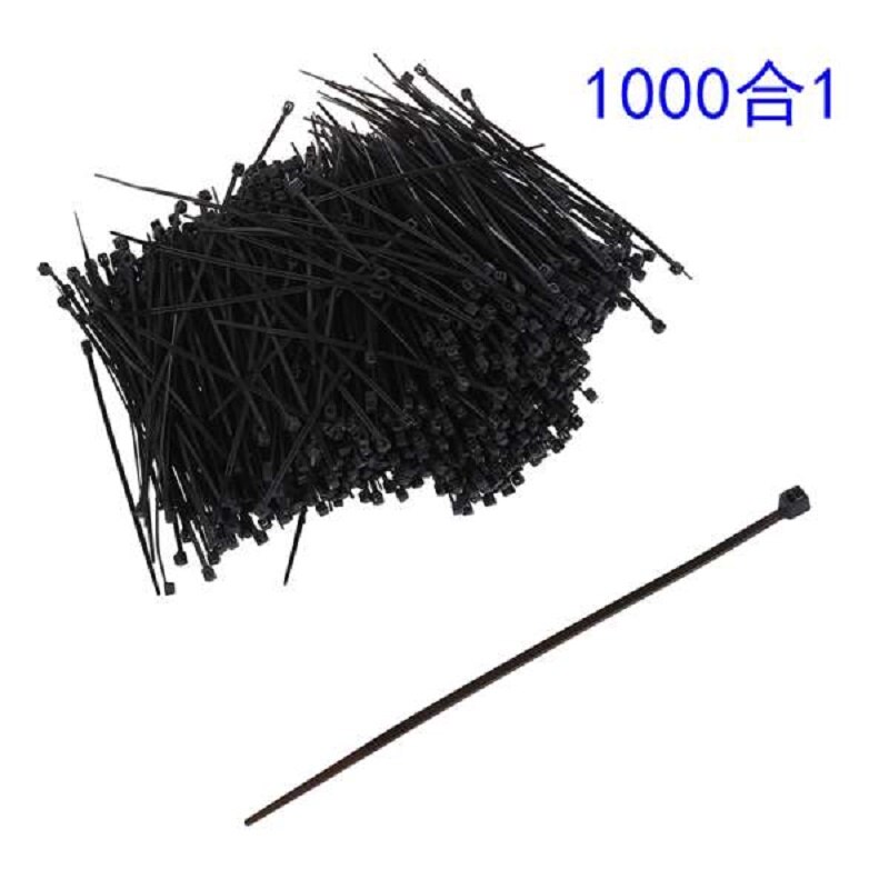 ! Cable Ties nylon1000 Pcs Black Plastic Cable Zip Tie Fasten Wrap 95mm x 2mm