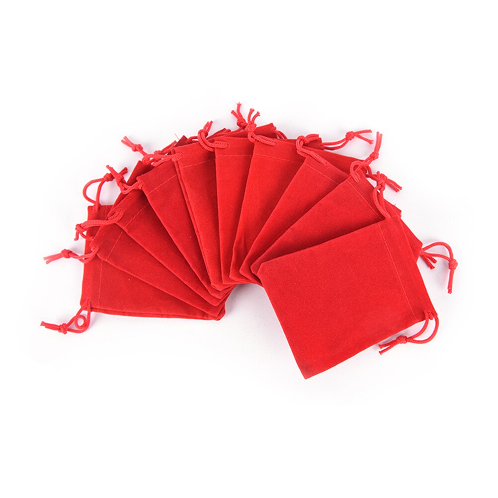 10 stk/parti fløjlstaske snørepose pakningsposer snøreposer 7*9cm: Rød