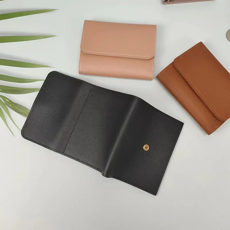 Carteras bonitas para mujer, pequeño bolso con cerrojo multitarjeta, Mini bolsa a la , Simple, tres pliegues, Clip corto, cartera portátil para mujer, monederos