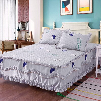 Luksus pastoral sengetæppe europæisk stil sengetæppe polyester bomuld seng nederdele blomster farverige sengeforinger 150 x 200cm queen size: Mønster 4 / 150 x 200cm sengeskørt