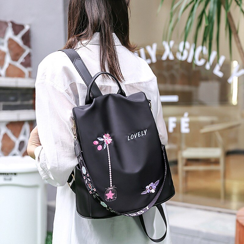 Estilo chinês flor bordado mochila sacos de escola primavera verão ao ar livre viagem bagpack para adolescente à prova dwaterproof água 2021