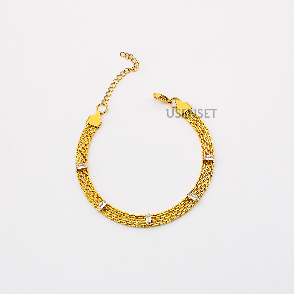 Women's 18K Gold Color Stainless Steel Choker Woven Mesh Chain Necklace Chain Charming Jewelry Waterproof Jewelry