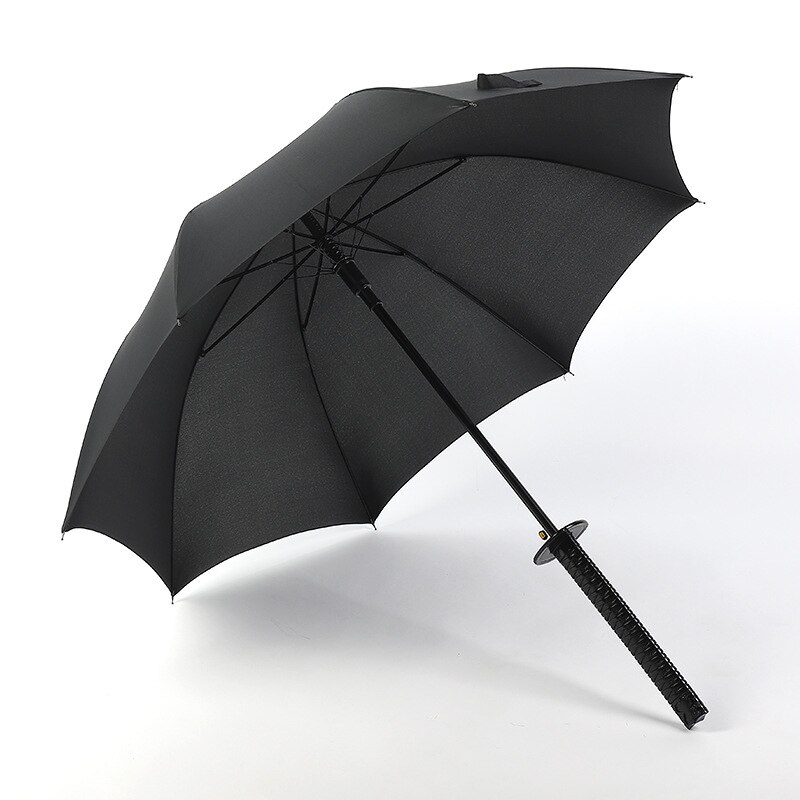 Samurai Style Umbrella Black Katana Umbrella Umbrellas for Rain and Sun Straight Umbrella Sunshade Parasol Long-handle: 8K