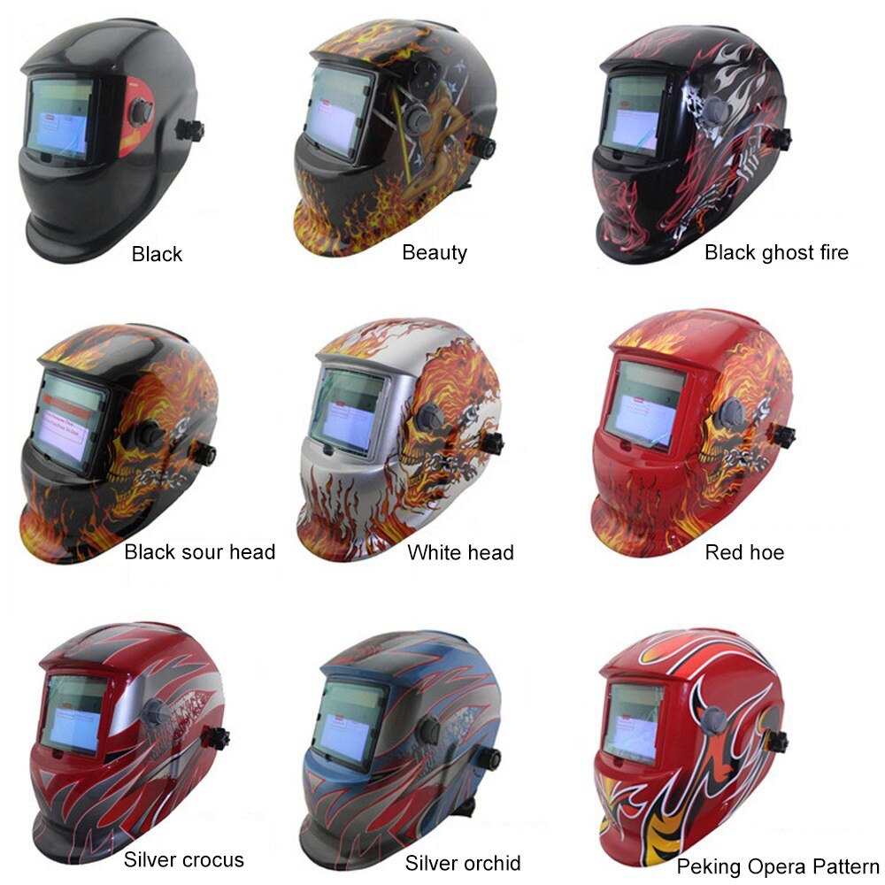 Welding Mask Protective Solar Welding Helmet Automatic Photoelectric Multi-pattern Protective Head Eye Protection Screen Tool: black