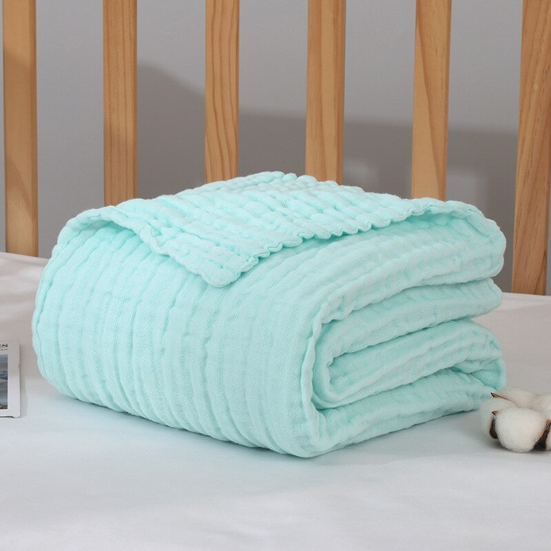 Babyfiltar nyfödd muslin swaddle 6 lager babyhandduk gasväv mjuk filt fast sängkläder set bomull sommartäcke: Grön