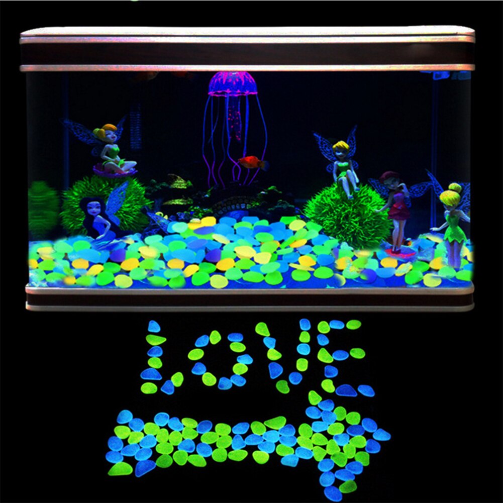 100pcs Luminous Cobblestones Pebbles Stones Glow in the Dark for Aquarium Fish Tank Gravel Decorations For Garden Yard