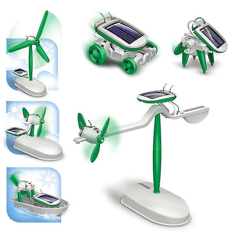 6 In 1 Solar Power Robot Kit Diy Monteren Gadget Vliegtuig Boot Auto Trein Model Science Speelgoed Voor Jongen kids