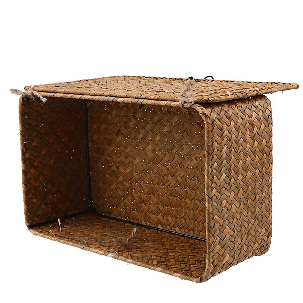 Seaweed Hand-Woven Storage Box Storage Box Desktop Sundries Storage Box Clothes Storage Basket Finishing Basket With Lid