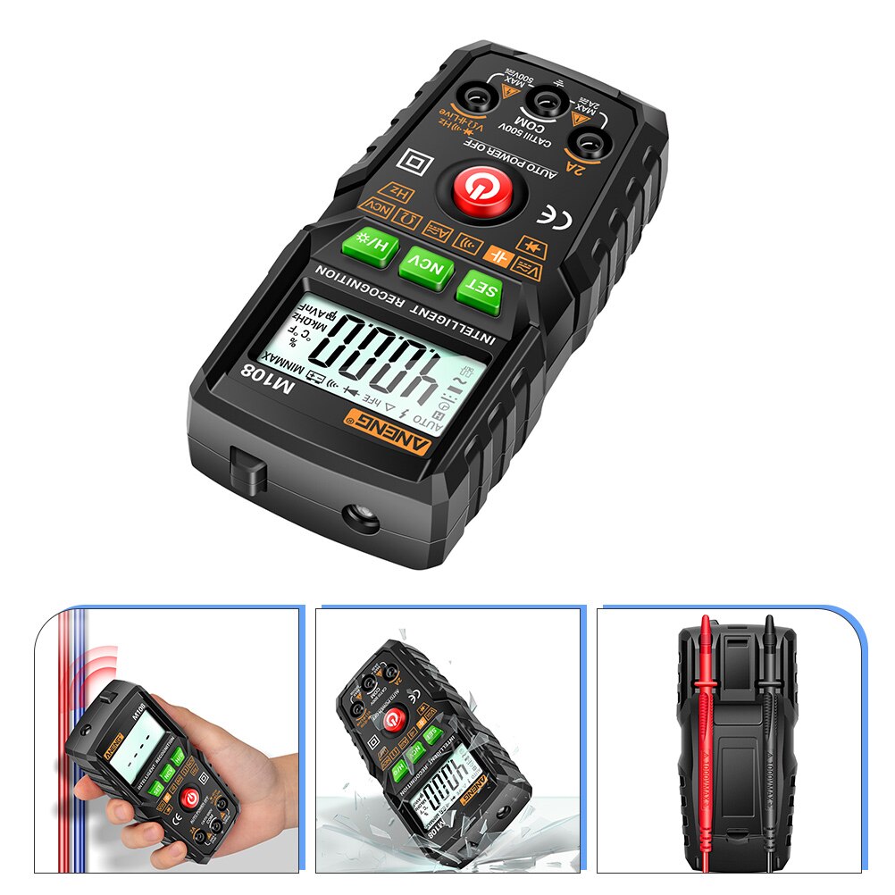 Digital Multimeter Smart Multimeter Auto-ranging Intelligent Recognition Tester: Black