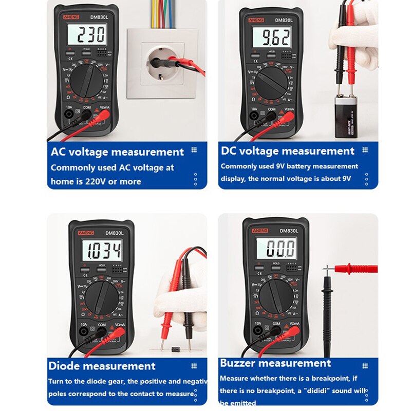 High Precise AC DC Digital Multimeter Multimetro Voltage Meter Multifunctional Measuring Electrical Instrument Tool