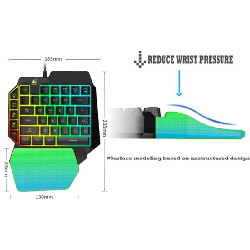 Ziyou Lang K1 Usb Bedraad Een Handed Mechanische Gevoel Gaming Toetsenbord Regenboog Kleurrijke 35 Toetsen Rgb Backlit Toetsenbord