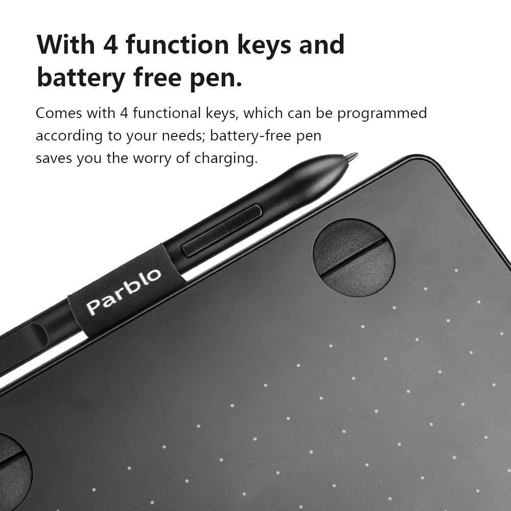 Parblo A640 6*4 pouces grande surface Active dessin tablette USB Signature graphique tablette 8192 pression avec sac et gant