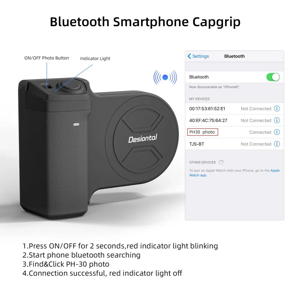 Smartphone-greep voor iPhone en Android Video-opnamehandvat Bluetooth-beugel Magnetische Progrip Fotografie-accessoire