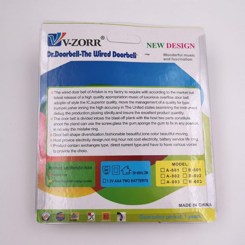 Wall-mounted Wired Chime Doorbell Alarm Battery Operated Home Office School Door Bell Security Access Control System