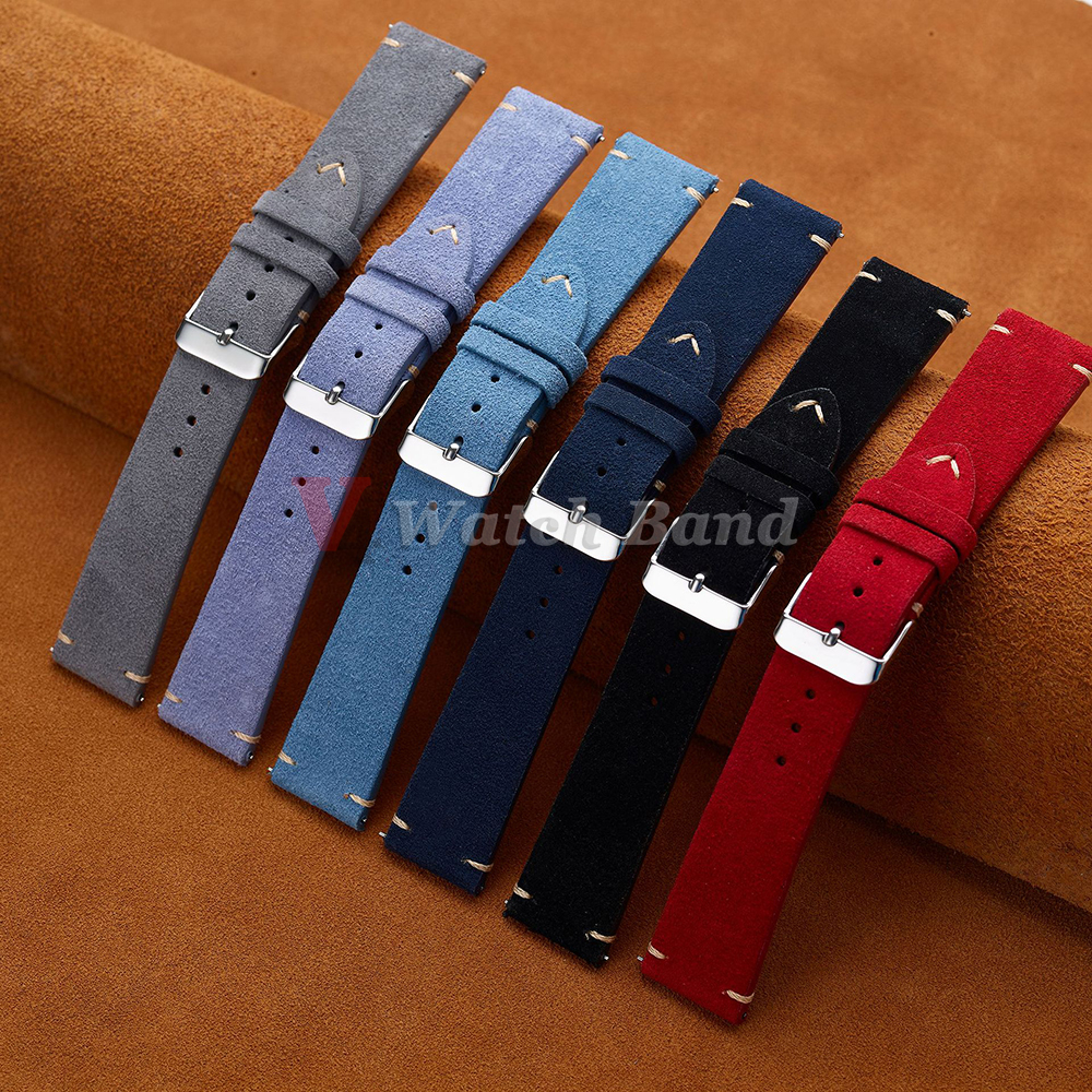 Correa de ante suave de liberación rápida, pulsera de 14mm, 16mm y 18mm, correas de reloj marrones de 20mm y 22mm, pulsera de piel de becerro, accesorios para mujeres y hombres