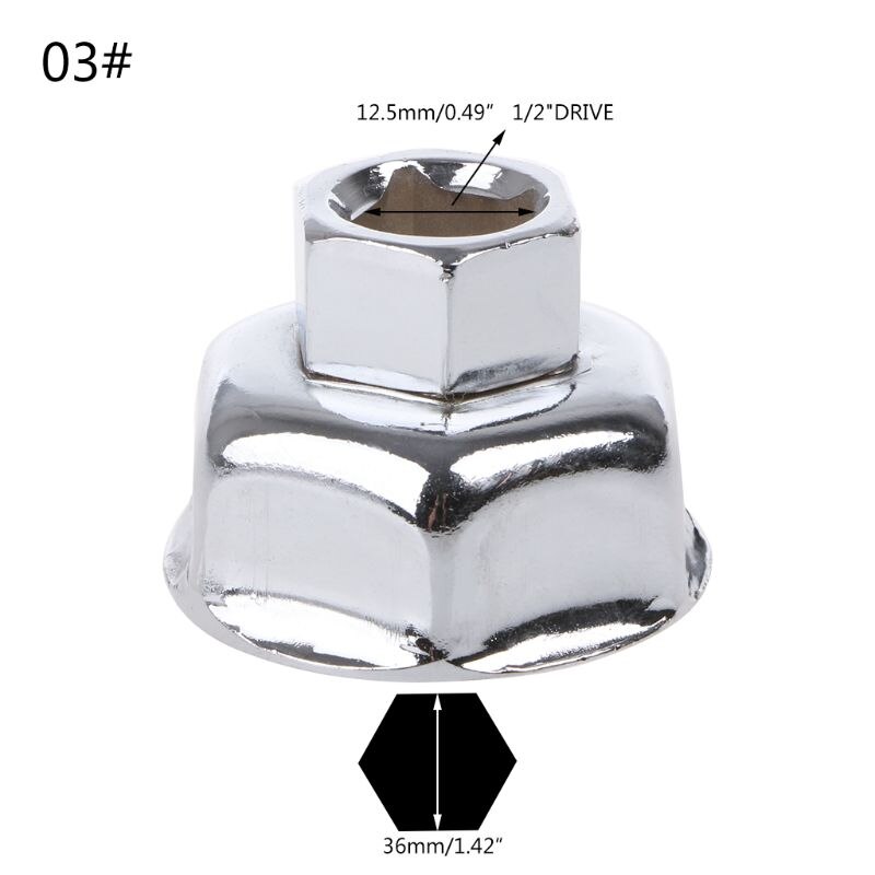 1/2" Drive Car Oil Filter Wrench Cap Housing Removal Engine Tool 6 Flutes 27/32/36mm M0XC: 03