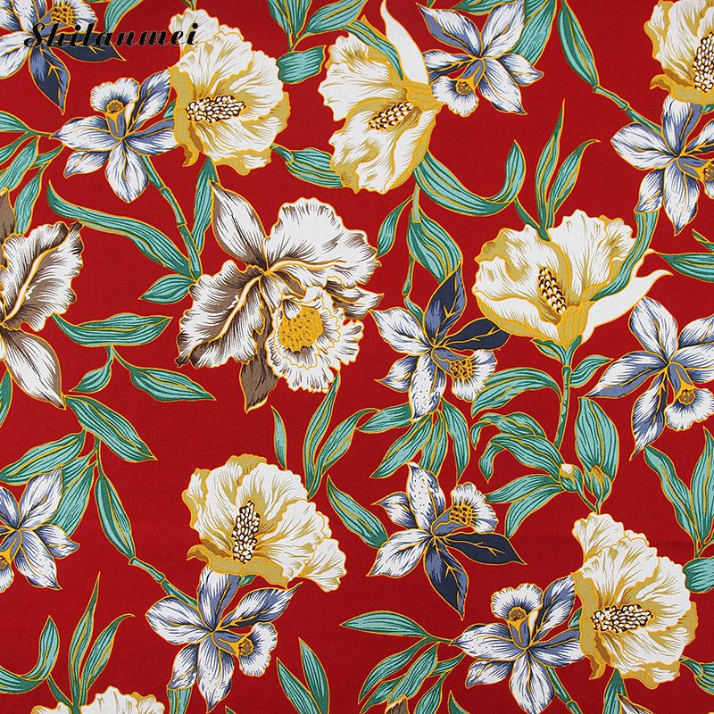 1.42m*2m retro spanien etniske blomster gardin bomuldsstof linned stof duge håndværk materialer malet tøj stof syning: Rød