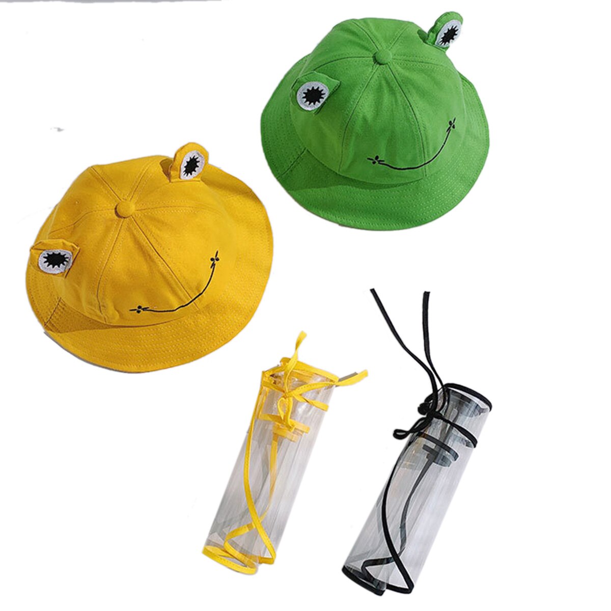 Adult Children Cute Cartoon Frog Outdoor Protective Hats Caps with Removable Anti-saliva Anti-droplet Dust-proof Full Face Cover