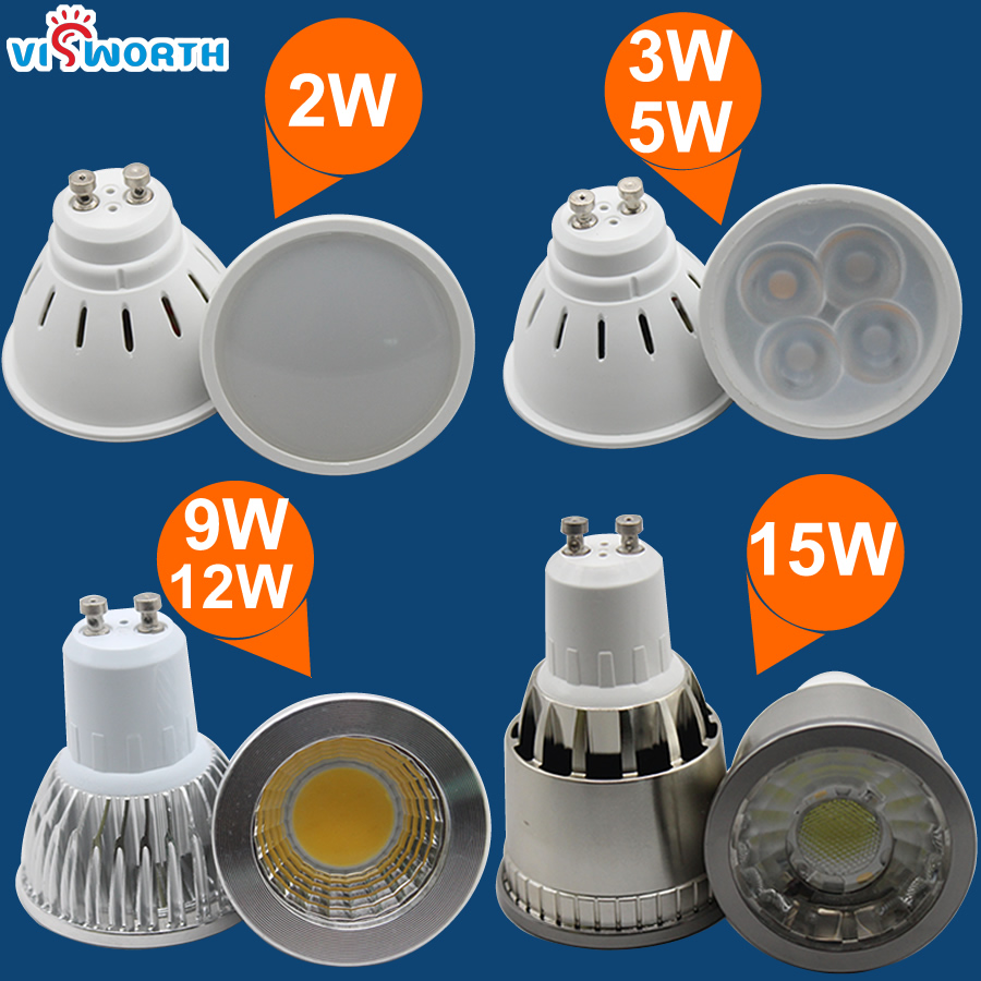 Bombillas Led Gu10 2W 3W 5W SMD2835 taza de lámpara 9W 12W 15W luz Led Cob Ac 110V 220V 240V foco de lámpara blanco frío cálido para el hogar