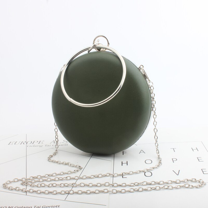 Ronde dames avondtassen diamanten eenvoudig rood blauw zilver zwart goud gemengd dag clutches ketting schoudertassen: Groente