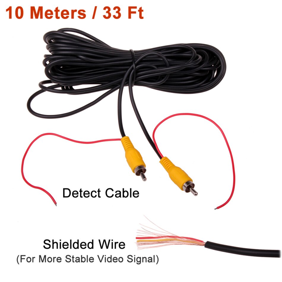 RCA-vista trasera de marcha atrás de coche, cámara de aparcamiento, Cable de extensión de vídeo con Cable de gatillo de 5, 10, 15 y 20 metros, macho y hembra