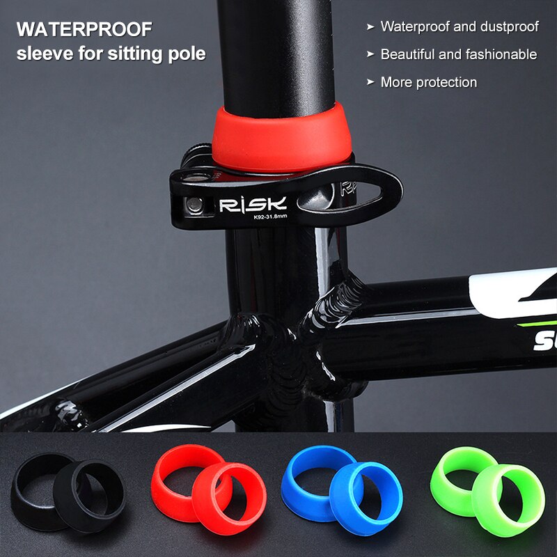 2Pcs Bicycle Seat Post Rubber Ring Dust Cover Cycling Silicone Waterproof Mountain Bike Seatpost Protective Rings for MTB Bikes