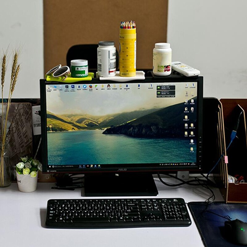 Multi-function Computer Monitor Riser Desktop Support Plastic TV Rack Display Stand Locker Supplies