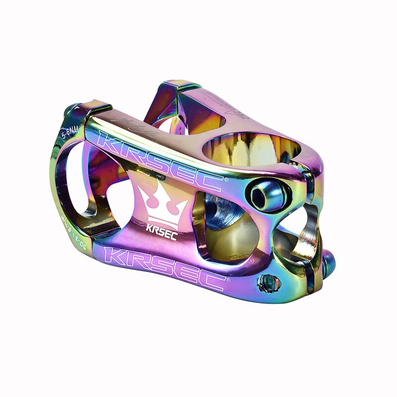 Krsec Handlebar Mtb Bike Stem 50Mm Tee Mountain Bicycle Bridge Short Power Integrated Stem 31.8 Throat Aluminum Manillar Canote: stem 50mm Rainbow