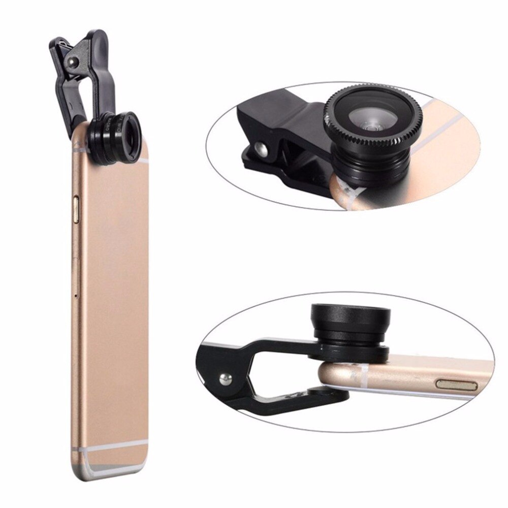 Telefoon Lens 360 Graden Draaien Haai Staart Vormige Clip Foto Camera Lens Kits 180 Graden Fish Lens 0.65X Groothoek 10X Macro Lens