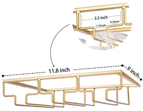 Roestvrijstalen Wijnglashouder,Onder Kast Wijnglazen Houder met schroeven,voor Thuis Bar Keuken Wijnkast,Muurbevestiging Stemware Rack met 3/4/5/6 rijen
