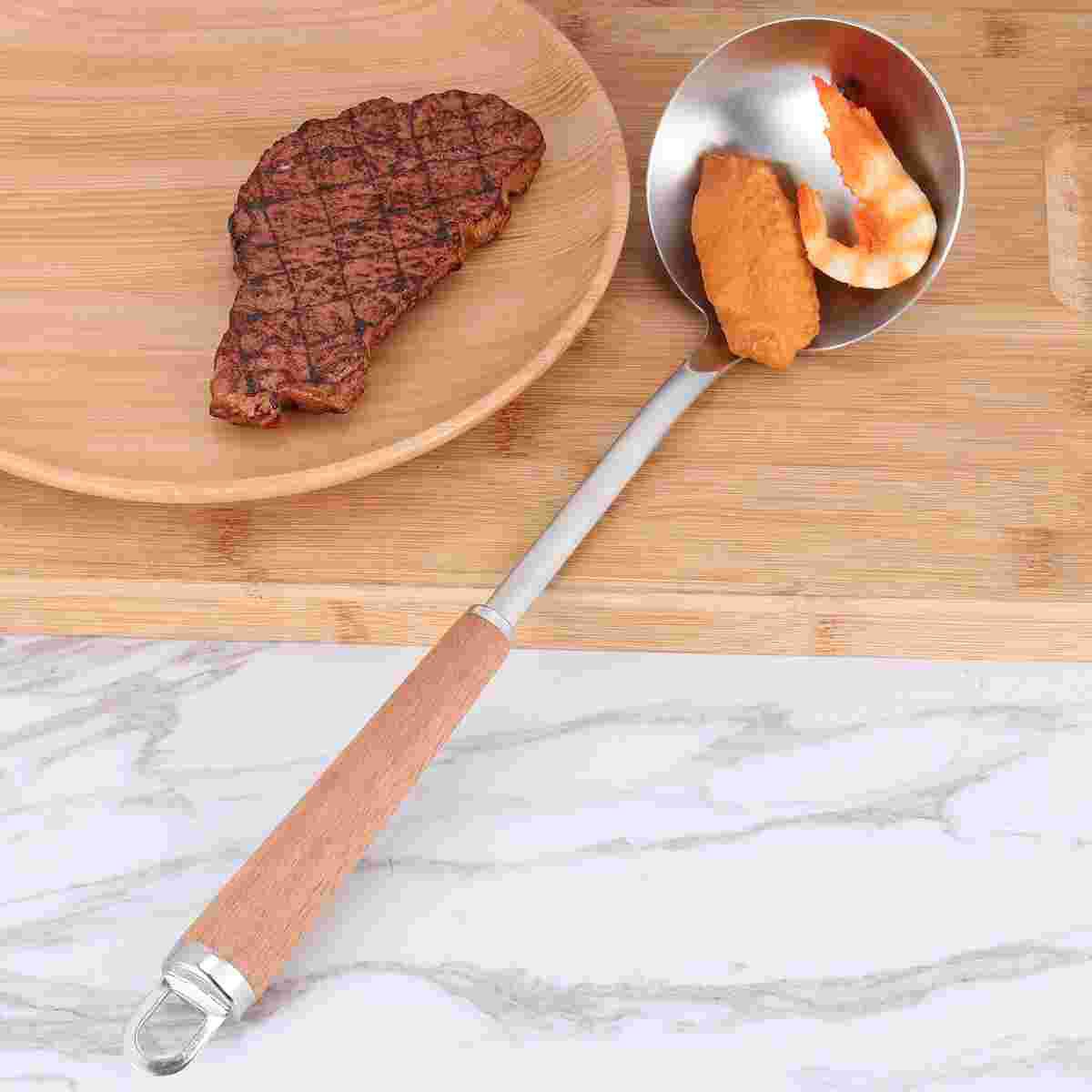 1PC Stainless Steel Soup Ladle Polished Utensil Cooking Spoon Mixing Ladle for Restaurant Home Kitchen