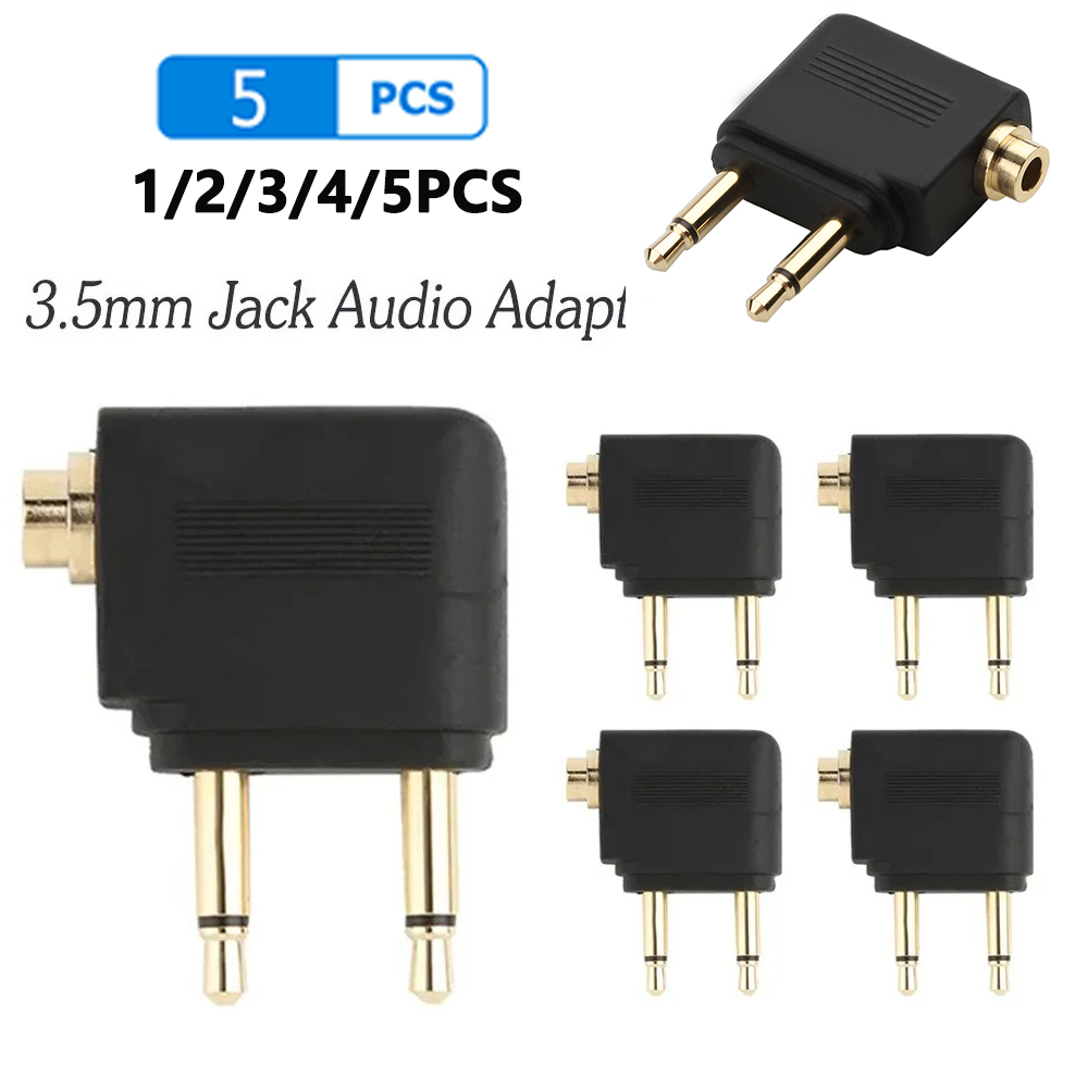 1-5 Stuks Audio-Adapter 3.5Mm Plug Jack Luchtvaartvliegtuig Koptelefoon Koptelefoon Audio-Adapter Voor Vliegtuig Reizen Hoofdtelefoon Oortelefoon