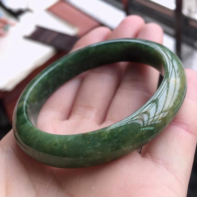 Aaa Mooie Bangle Chinese Groene Jade Hand-Gesneden Armband 54Mm-64Mm KYY8758