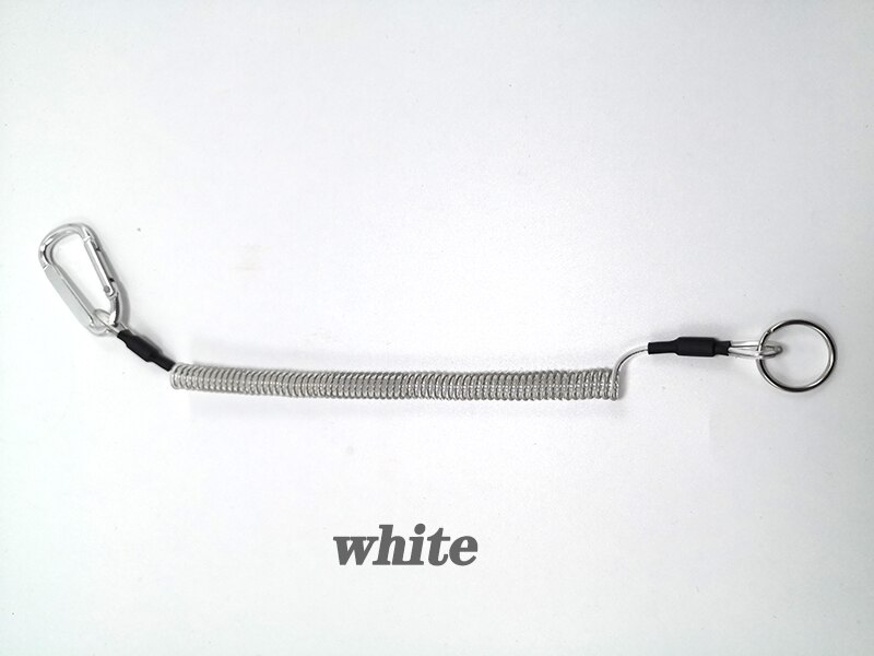 Carabiner Camping Hiking Anti-lost Rope Fish Clamp Controller Hanging Rope 6-Color Powerful Rope Keychain Rope: WHITE