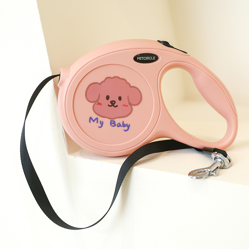Adjustable Walking Dog Leash Portable Outdoor Pet Training Long Belt Retractable Rope Extendable Traction Accessory dog Belt: Pink