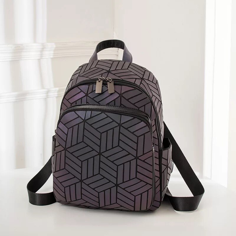 Holographic Luminous Rhombus Geometric Bag Cool Colorful Portable Diagonal Backpack: Style E