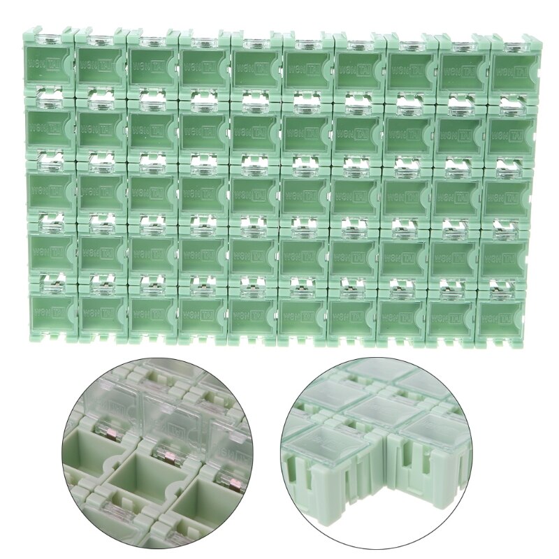 50 Pcs/Set SMD SMT Electronic Component Container Mini Storage Boxes Kit