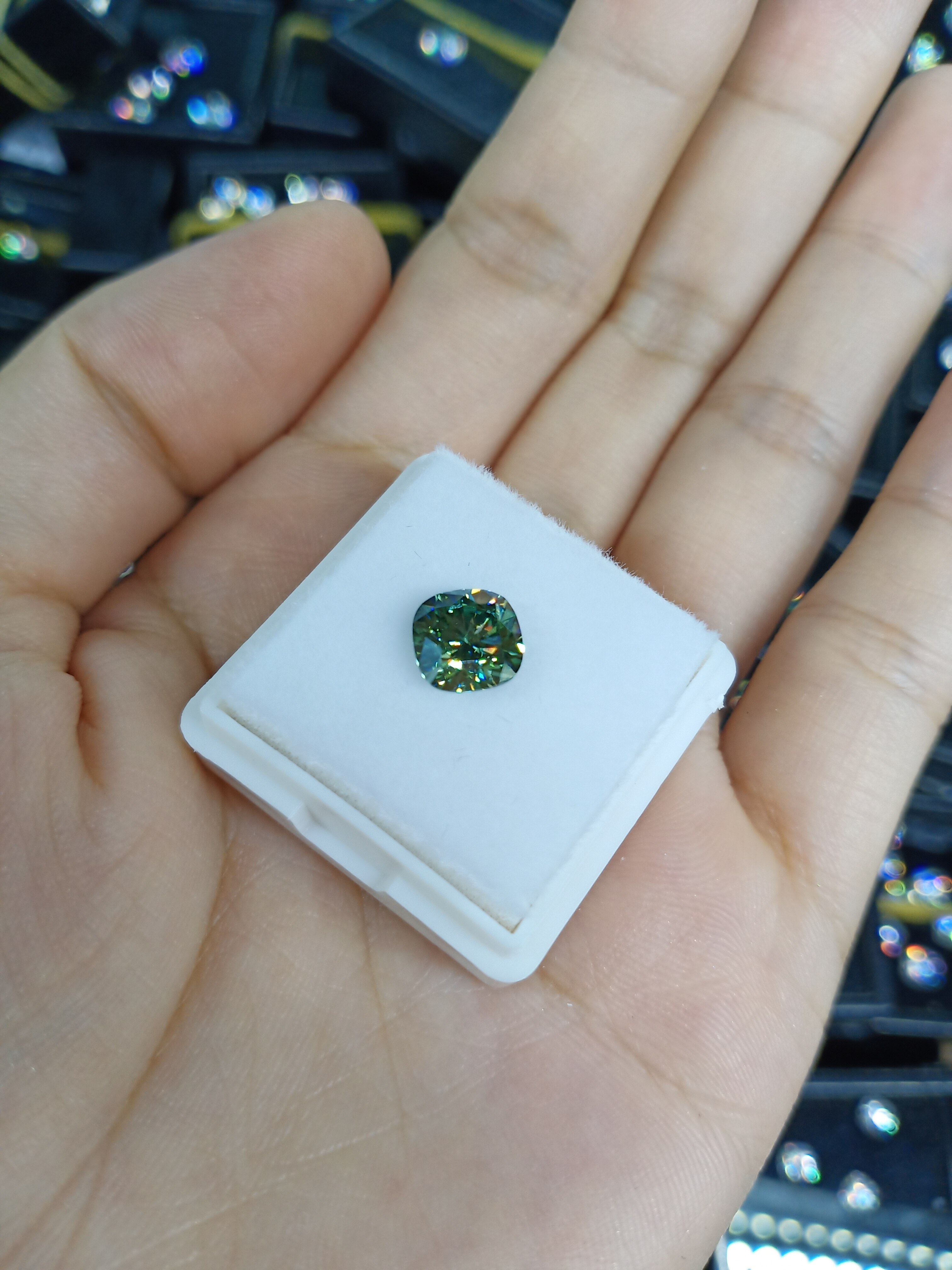 4*4mm kussen geslepen groene vvs 1 losse moissanite diamanten ring accepteer gratis maatwerk snijwerk 2020 nieuws