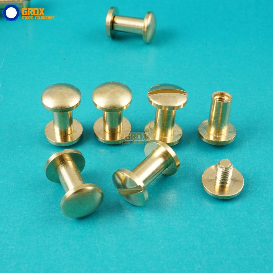 50 Set 8*8mm Massief Messing Klinknagel Chicago Schroef voor Leer Craft Riem Portemonnee/Gewelfd