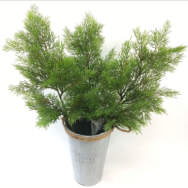 Konstgjord grön cypress träd blad tall nål lämnar gren jul bröllop hem kontor hotell dekoration