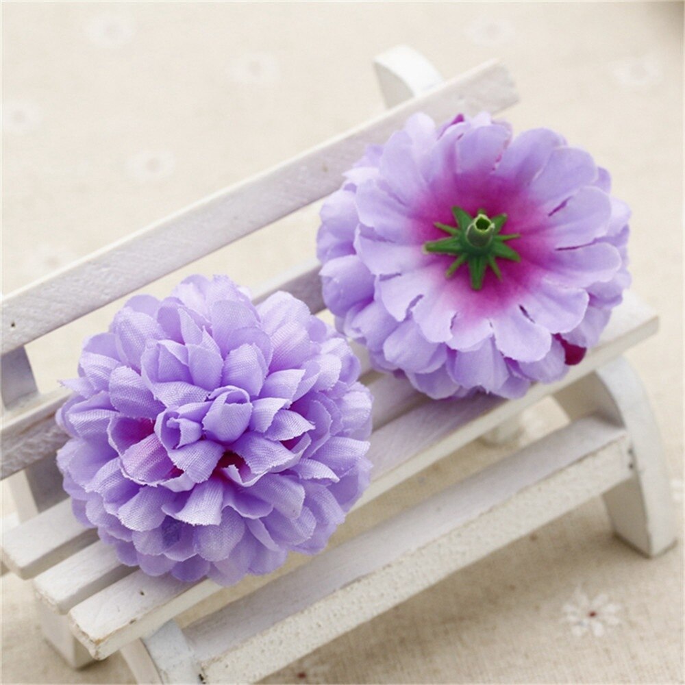 Chenap-pompon à œillet artificiel en soie | Tête de fleurs pour décoration de voiture de mariage, fournitures de fleuriste décoratives diy, fleurs: VIOLET