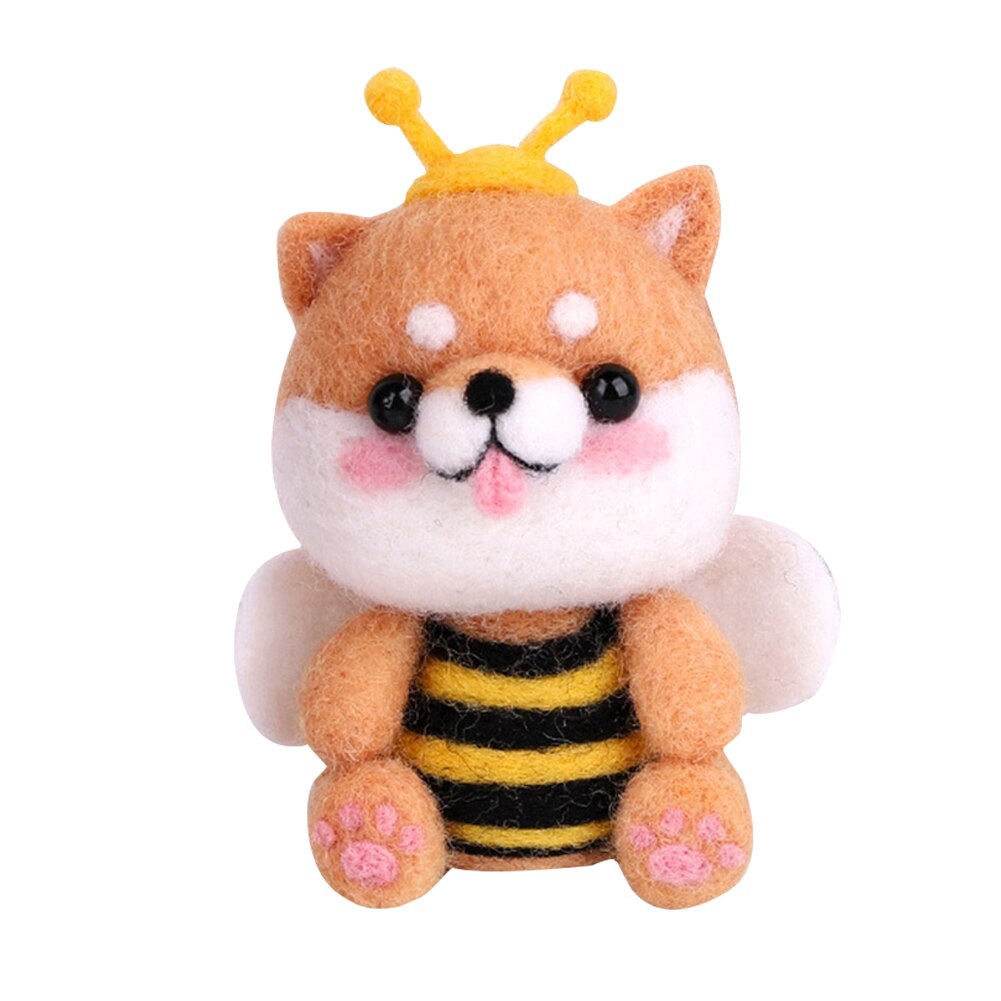 Non Finished Lovely Dog Doll Wool Felt Craft DIY Poked Set Handcraft Kit for Needle Material Bag Handmade Toys: 5